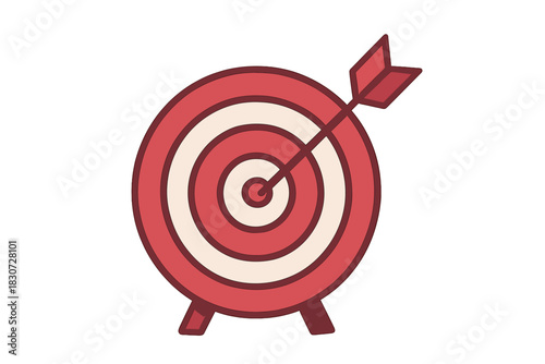 Target board with arrow hitting the center bullseye symbolizing business success and goal achievement