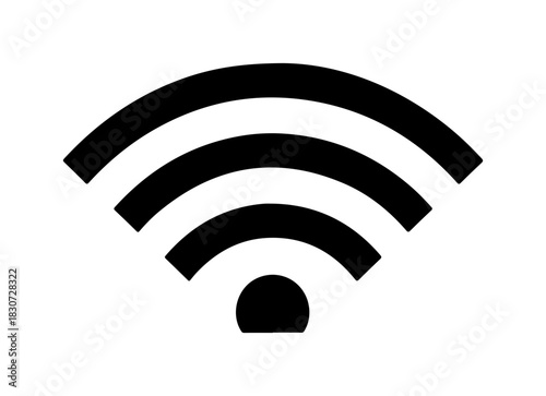 Simple black WiFi signal icon for wireless internet connection and digital access