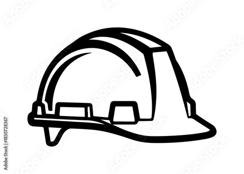 Safety first hard hat design, construction worker equipment, protection, engineering icon