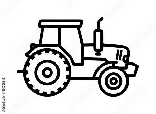 Modern tractor icon for agricultural use, farming equipment illustration, farm vehicle