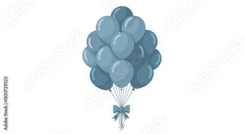 A beautiful cluster of shiny light blue party balloons tied with a matching bow, perfect for a celebration or special event.