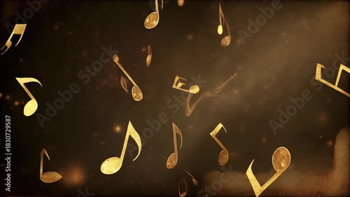 Elegant Golden Music Notes Floating Magical Rhythmic Harmony