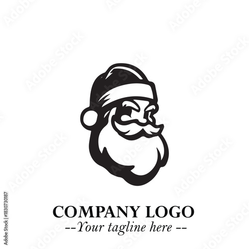 Santa Claus Logo Symbol in Black on White Background for Classic Holiday Branding and Design ArtPlus