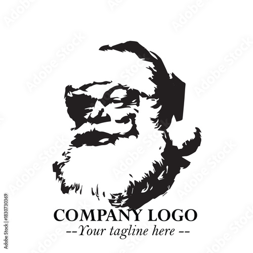 Santa Claus Logo Symbol in Black on White Background for Classic Holiday Branding and Design ArtPlus