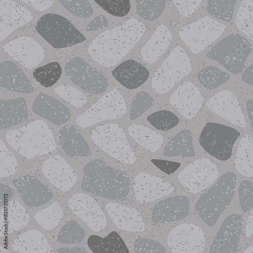Flat design, vector illustration of a 4 colours seamless pattern of cobblestones in a realistic simple style