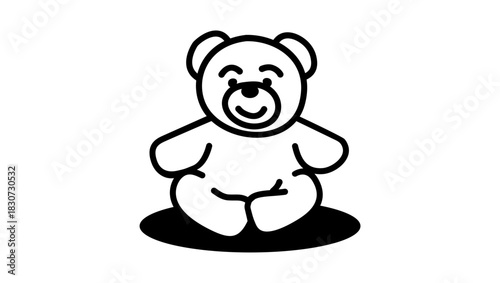 bear toy symbol, black isolated silhouette