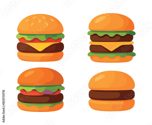 Burger, hamburger vector illustrations. Burgers set