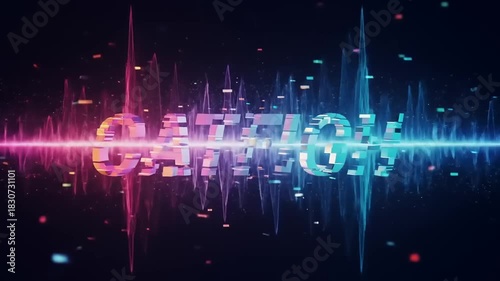 Vibrant Sound Wave Visual with Attention Text Overlay