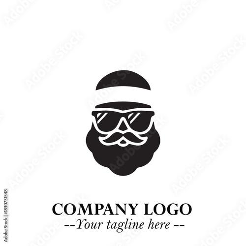 Santa Claus Logo Symbol in Black on White Background for Classic Holiday Branding and Design ArtPlus