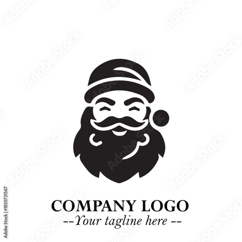 Santa Claus Logo Symbol in Black on White Background for Classic Holiday Branding and Design ArtPlus