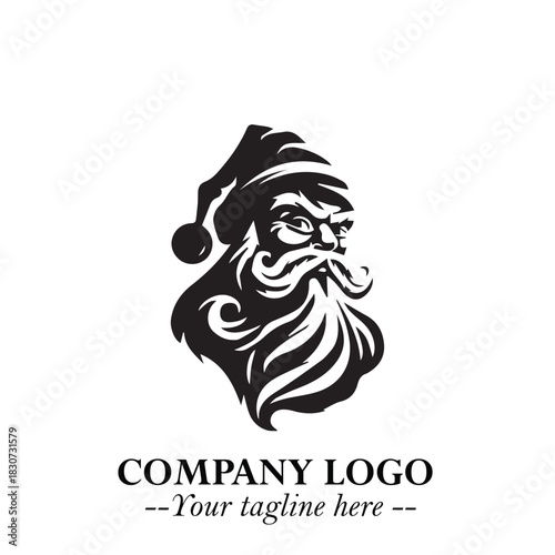 Santa Claus Logo Symbol in Black on White Background for Classic Holiday Branding and Design ArtPlus
