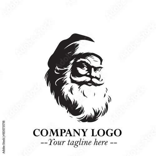 Santa Claus Logo Symbol in Black on White Background for Classic Holiday Branding and Design ArtPlus