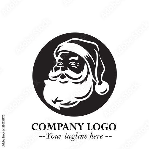 Santa Claus Logo Symbol in Black on White Background for Classic Holiday Branding and Design ArtPlus