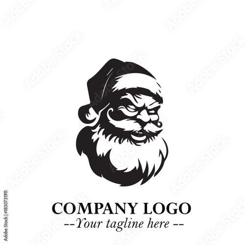 Santa Claus Logo Symbol in Black on White Background for Classic Holiday Branding and Design ArtPlus