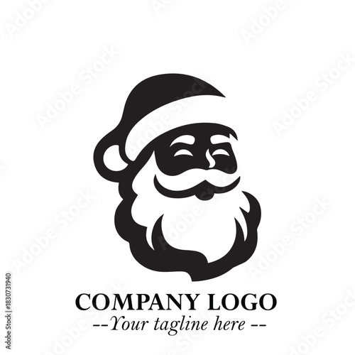 Santa Claus Logo Symbol in Black on White Background for Classic Holiday Branding and Design ArtPlus