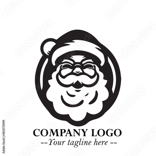 Santa Claus Logo Symbol in Black on White Background for Classic Holiday Branding and Design ArtPlus