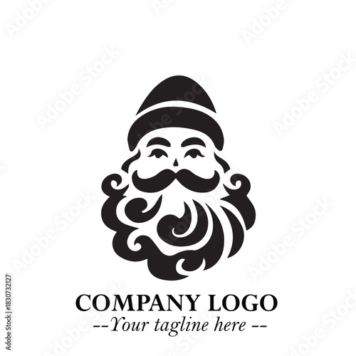 Santa Claus Logo Symbol in Black on White Background for Classic Holiday Branding and Design ArtPlus