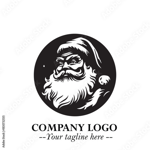 Santa Claus Logo Symbol in Black on White Background for Classic Holiday Branding and Design ArtPlus