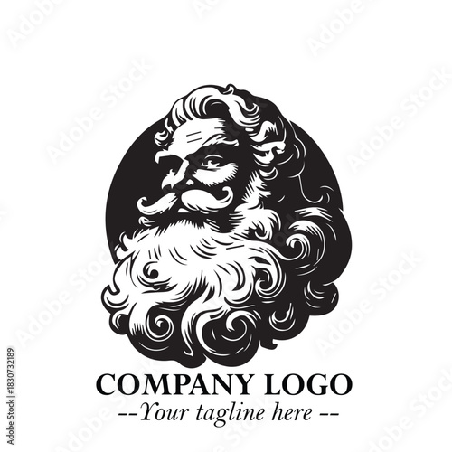 Santa Claus Logo Symbol in Black on White Background for Classic Holiday Branding and Design ArtPlus
