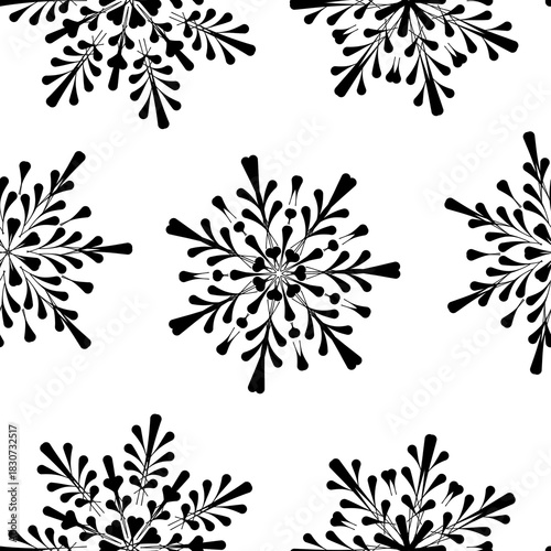 set of black and white flowers