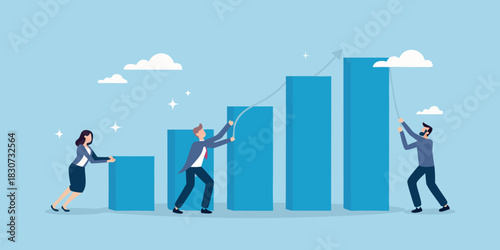 Teamwork and collaboration driving business growth and success