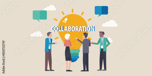 Diverse team collaborating on a bright idea represented by a lightbulb