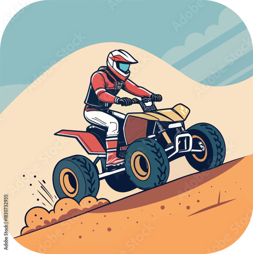 ATV racer on quad bike competing in offroad racing event