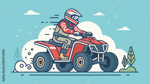 ATV racing icon representing motorized sports in a flat design