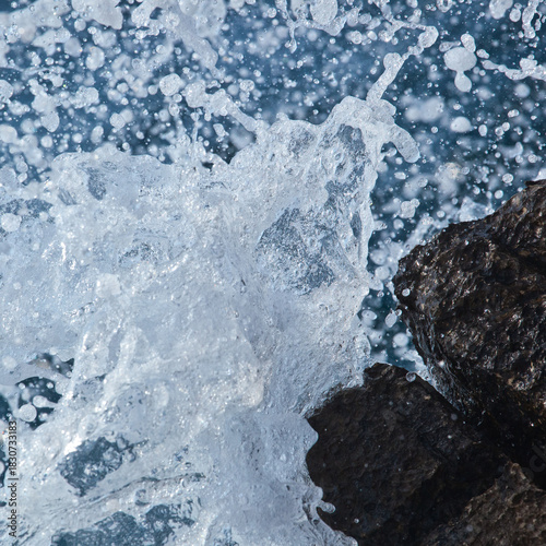 Ocean Wave Splash Close-Up, Dramatic Sea Water Explosion, Sea Wave Crash Close-Up, Crashing Waves on Rocks