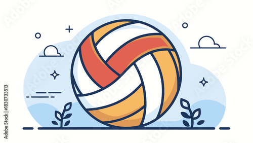 Bold Minimalist Volleyball Icon Vector Design Illustration