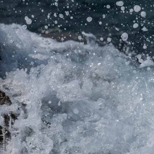 Ocean Wave Splash Close-Up, Dramatic Sea Water Explosion, Sea Wave Crash Close-Up, Crashing Waves on Rocks