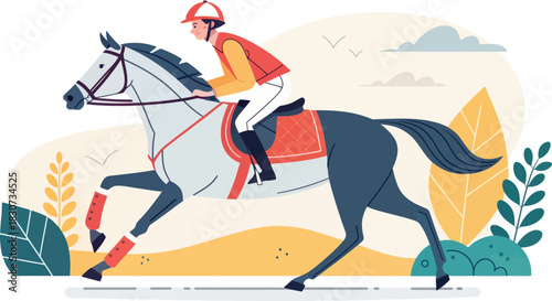 Equestrian Sport Icon Showing Horse and Rider in Action