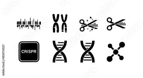 Collection of Icons Representing Gene Editing and Molecular Biology Concepts