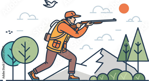 Flat vector icon representing outdoor sports hunting activity