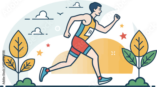 Minimalist Marathon Icon Depicting a Runner in Motion