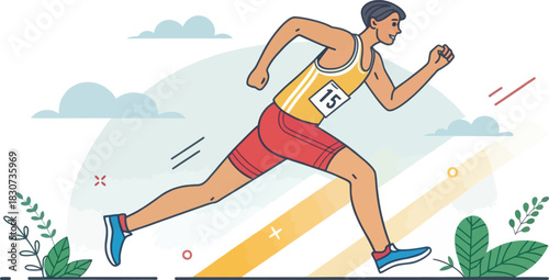 Minimalist Vector Icon Depicting a Marathon Runner in Action