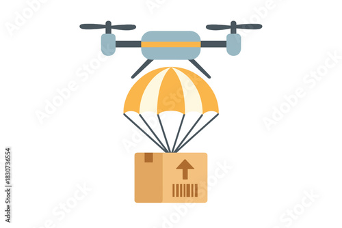 Unmanned aerial vehicle delivering a shipping box with a parachute for fast logistics