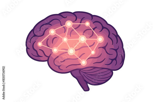 Abstract depiction of the human brain with glowing neural network connections symbolizing intelligence and data processing