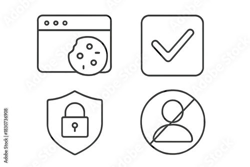Digital privacy and security concepts including cookie tracking acceptance and restricted user access