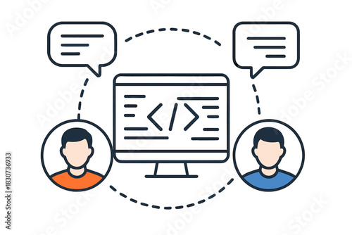 Remote collaboration and communication between two software developers working on a project