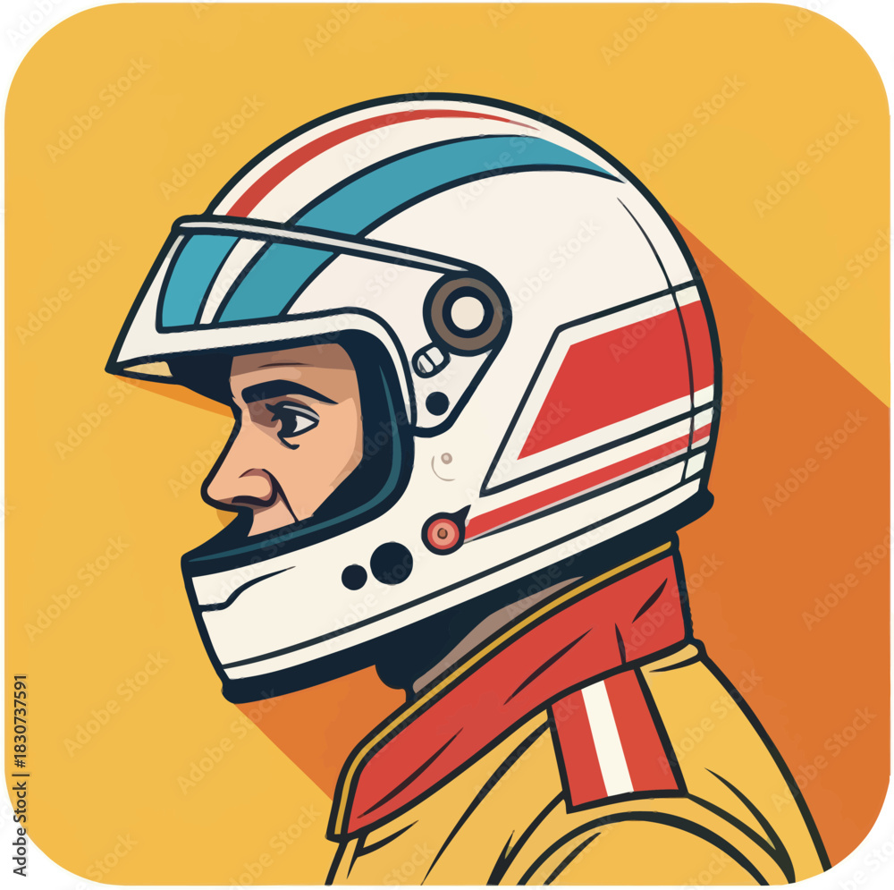 Naklejka premium Race car driver wearing helmet in a motor racing competition