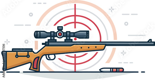 Precision Target Sports Shooting Rifle Pistol Icon Vector Illustration