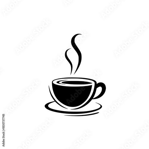 Enjoy a steaming cup of coffee or tea, a modern minimalist vector icon for cafes and restaurants