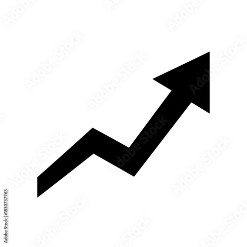 Black arrow showing upward trend and growth