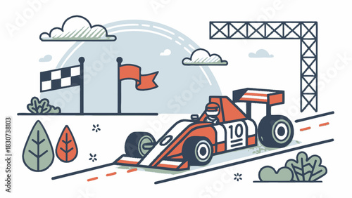 RC Car Racing Icon in Vector Flat Design