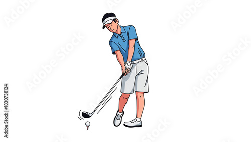 Golfer in action, teeing off with focus and precision.
