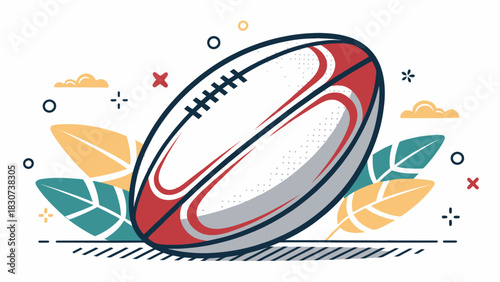 Rugby ball icon in vector flat bold minimalist design