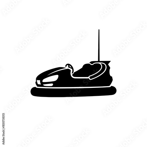 Black silhouette of a bumper car with a pole