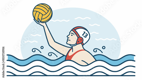 Water Polo Icon Depicting Players in a Dynamic Water Sport