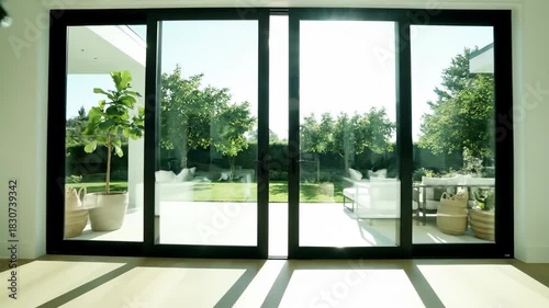 Minimalist Modern Home With Large Windows And A Serene Garden View